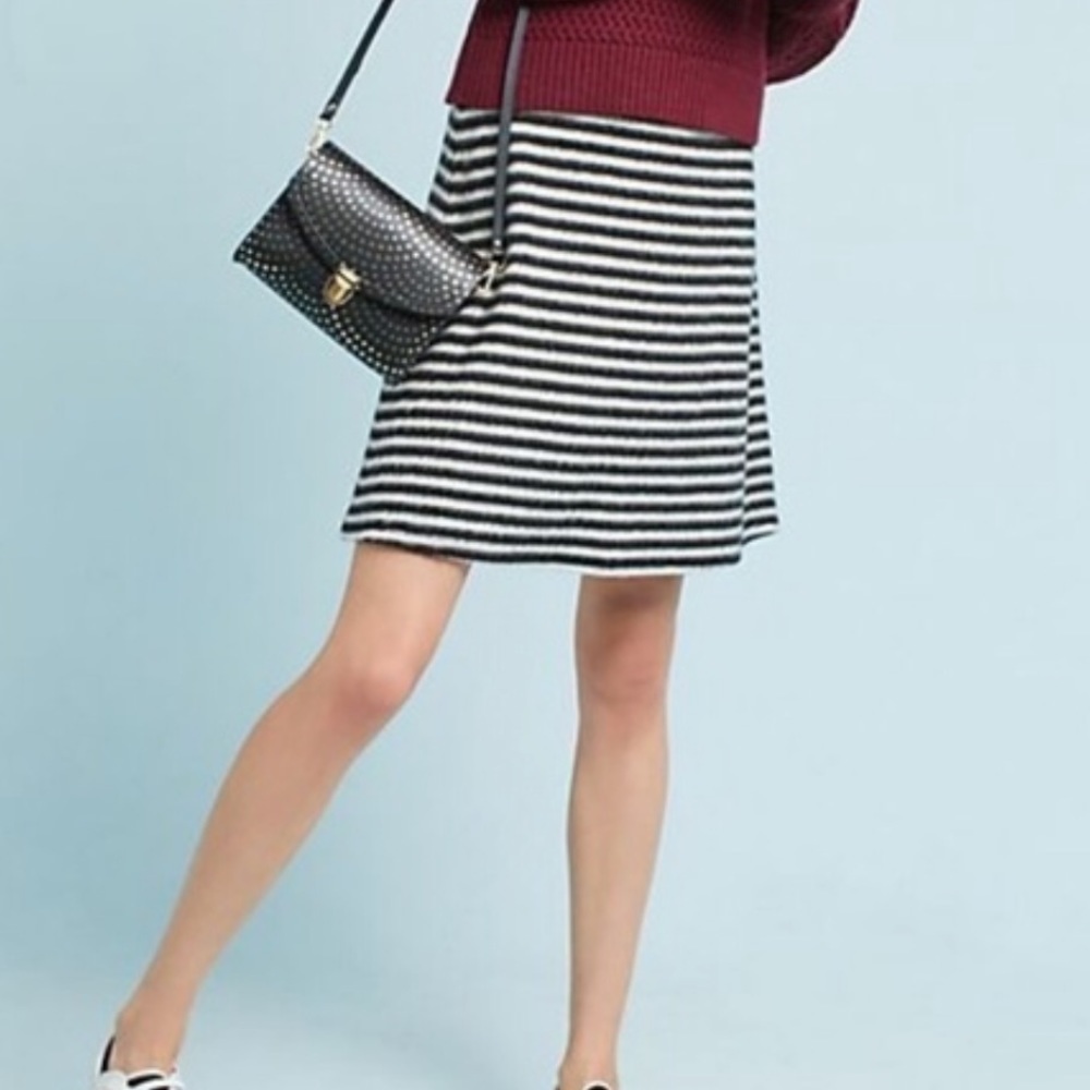 Anthro Maeve Black & White Fuzzy Skirt Size 0US